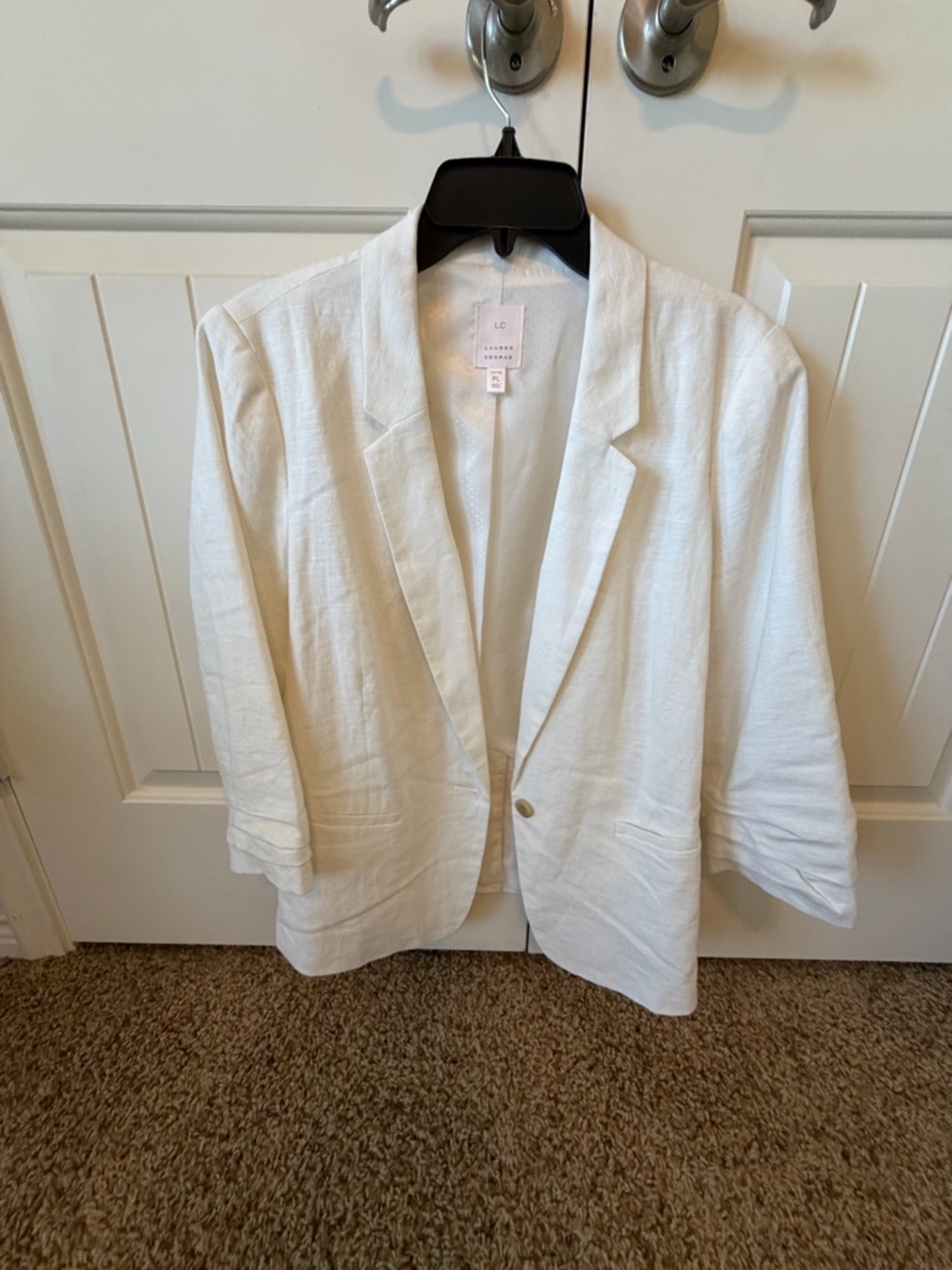 LC Lauren Conrad White Linen Single-Button Blazer